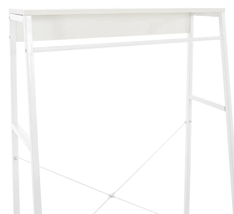 Meuble de rangement entrée porte-vêtements étagère penderie en bois blanc et métal blanc 10_0003598