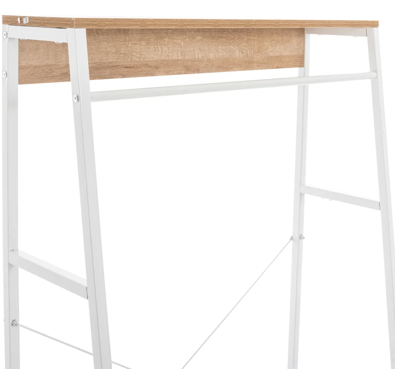 Meuble de rangement entrée porte-vêtements étagère penderie en bois et métal blanc 10_0003597