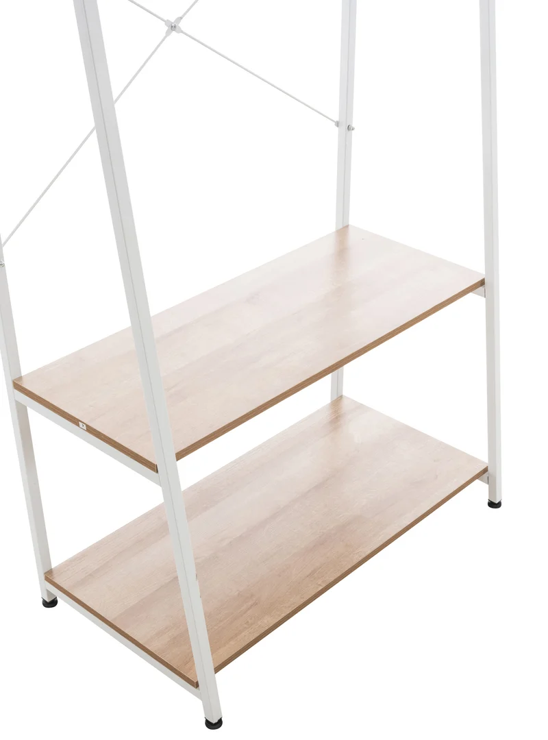 Meuble de rangement entrée porte-vêtements étagère penderie en bois et métal blanc 10_0003597