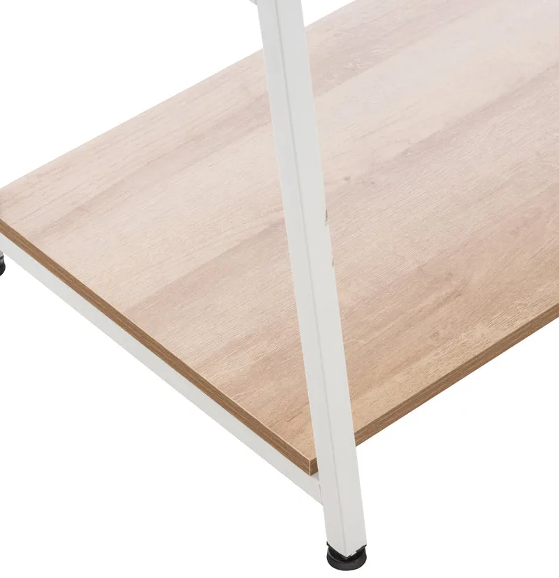 Meuble de rangement entrée porte-vêtements étagère penderie en bois et métal blanc 10_0003597