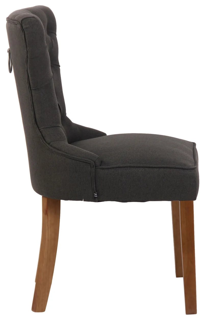 Chaise de salle à manger x 1 style Chesterfield dossier capitonné en velours gris foncé et pieds en bois clair 10_0003741