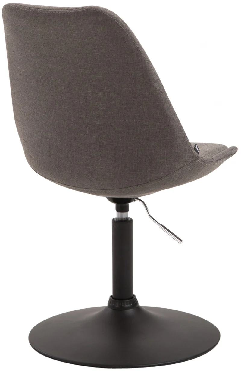 Chaise de salle à manger x1 pivotante hauteur réglable en tissu gris foncé et pied trompette en métal noir 10_0003770