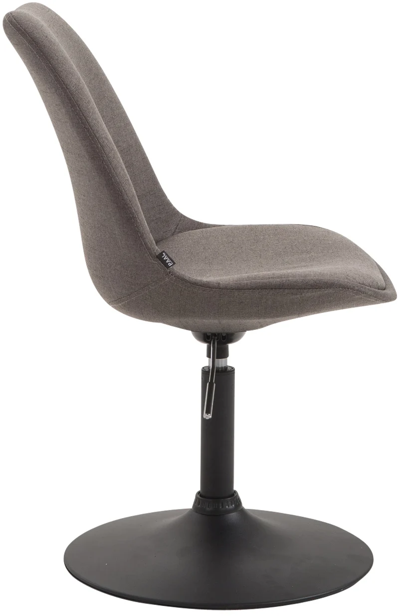 Chaise de salle à manger x1 pivotante hauteur réglable en tissu gris foncé et pied trompette en métal noir 10_0003770