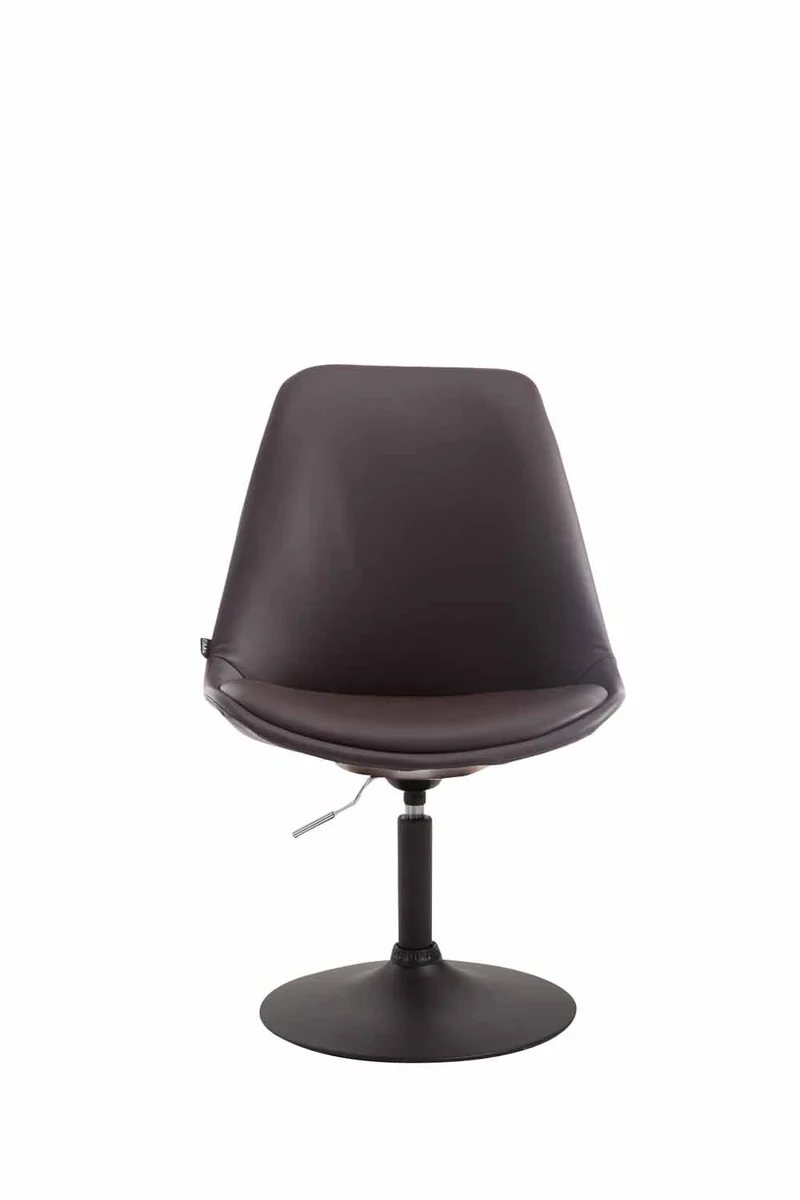 Chaise de salle à manger x1 pivotante hauteur réglable en PVC marron et pied trompette en métal noir 10_0003757