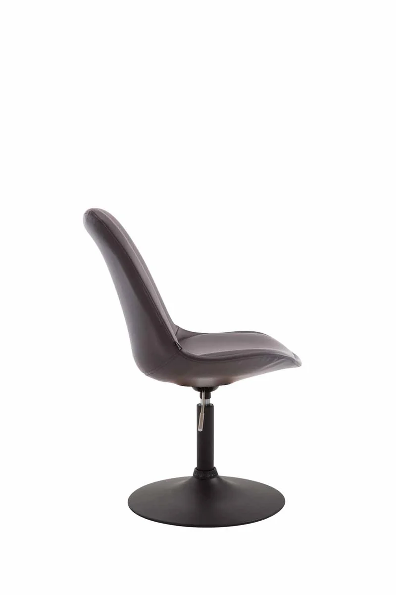 Chaise de salle à manger x1 pivotante hauteur réglable en PVC marron et pied trompette en métal noir 10_0003757