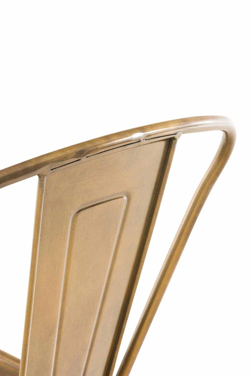 Tabouret de bar x1 avec repose-pied et dossier design industriel en métal couleur doré empilable 10_0004527