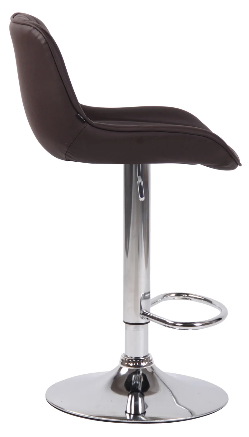 Lot de 2 tabourets de bar chaises hautes en PVC marron coutures verticales support en métal chromé 10_0004273