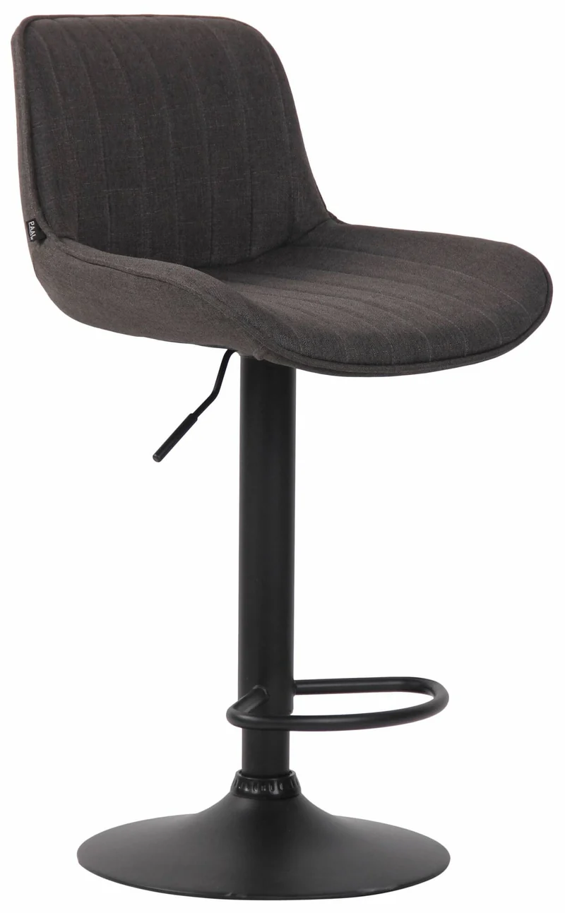 Lot de 2 tabourets de bar chaises hautes en tissu gris foncé coutures verticales support en métal noir 10_0004288