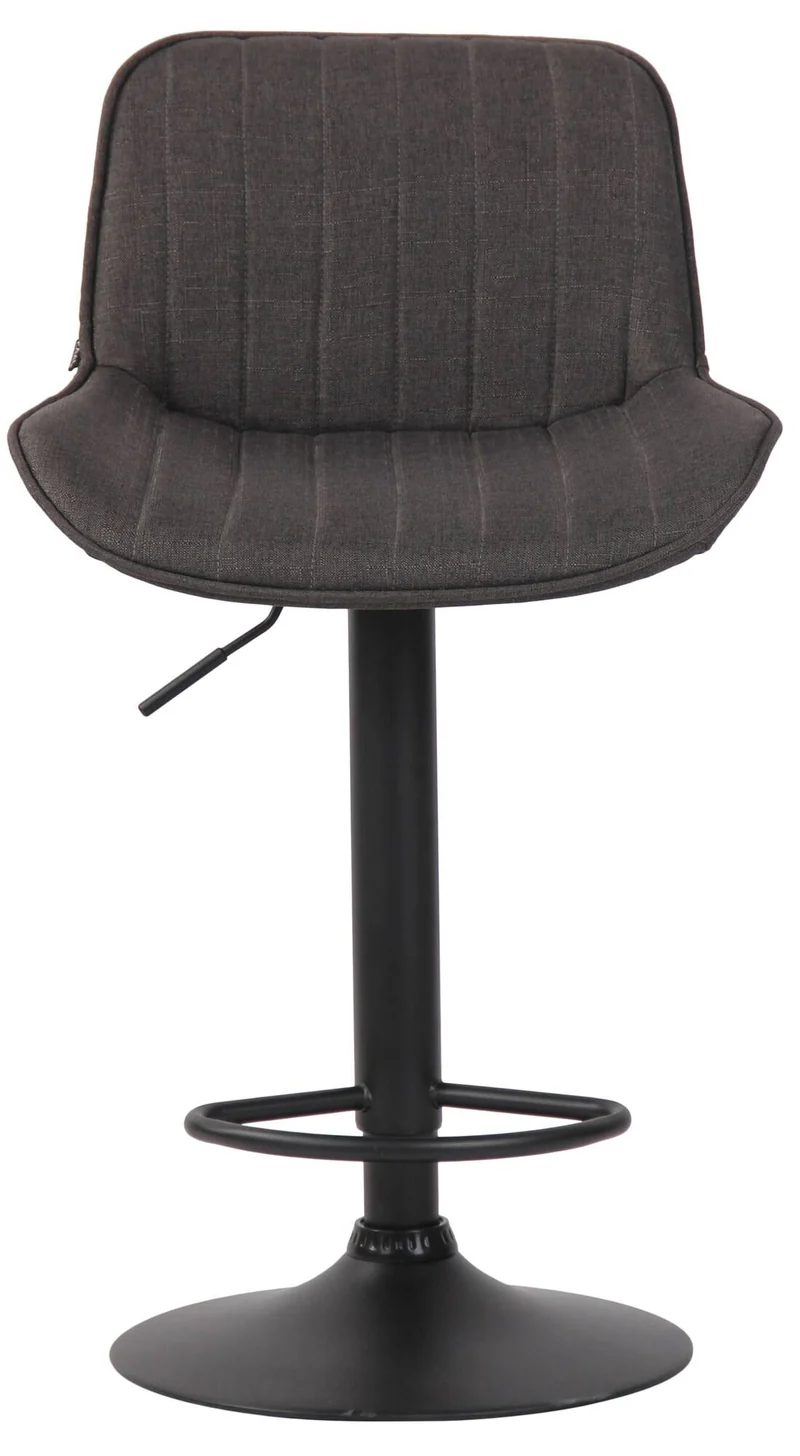 Lot de 2 tabourets de bar chaises hautes en tissu gris foncé coutures verticales support en métal noir 10_0004288