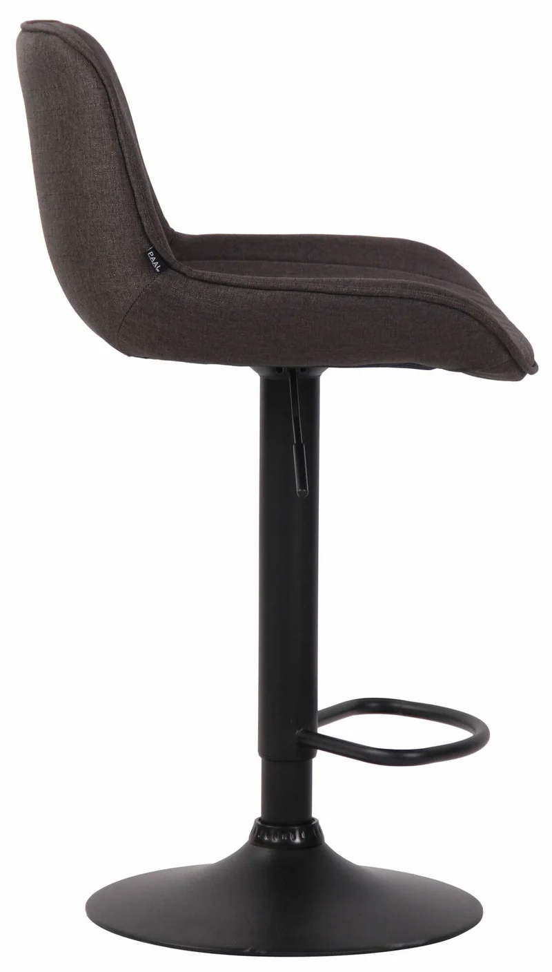 Lot de 2 tabourets de bar chaises hautes en tissu gris foncé coutures verticales support en métal noir 10_0004288