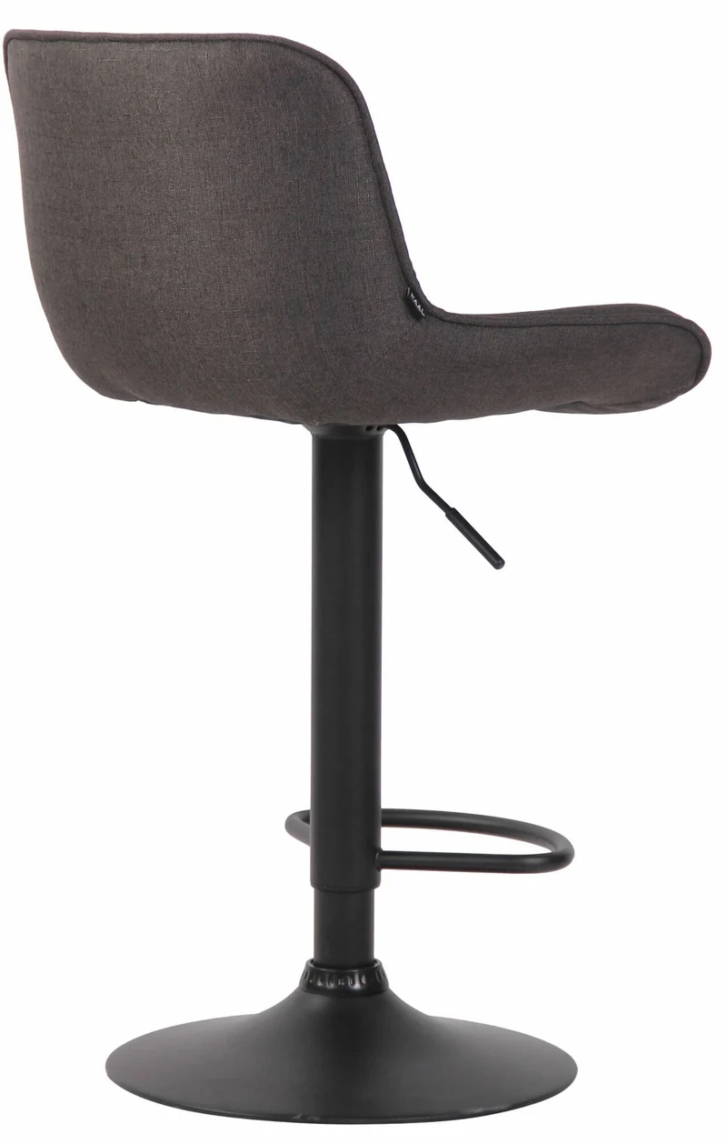 Lot de 2 tabourets de bar chaises hautes en tissu gris foncé coutures verticales support en métal noir 10_0004288