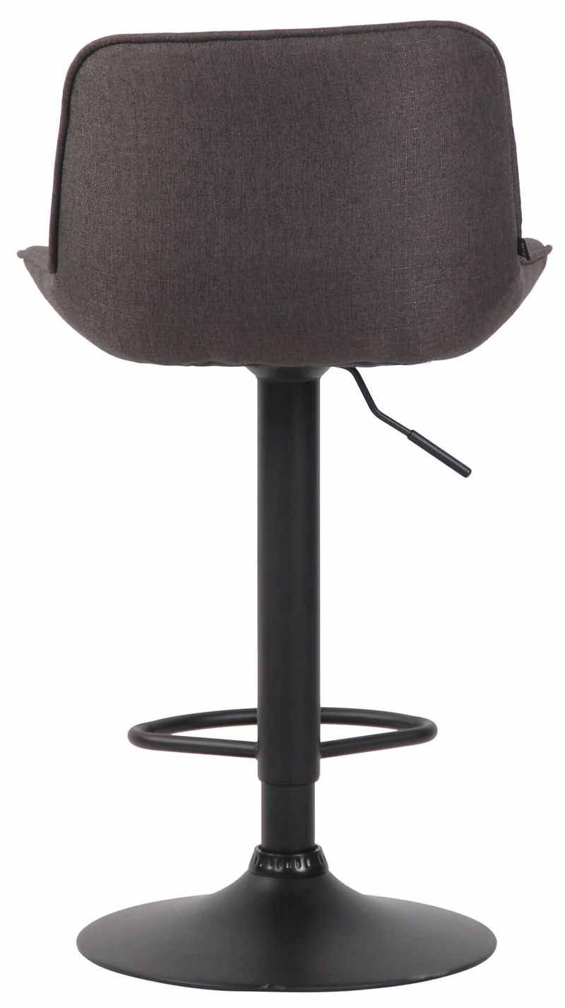 Lot de 2 tabourets de bar chaises hautes en tissu gris foncé coutures verticales support en métal noir 10_0004288