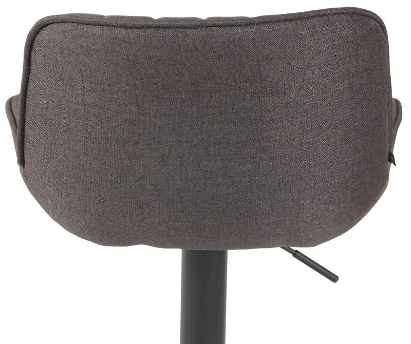 Lot de 2 tabourets de bar chaises hautes en tissu gris foncé coutures verticales support en métal noir 10_0004288
