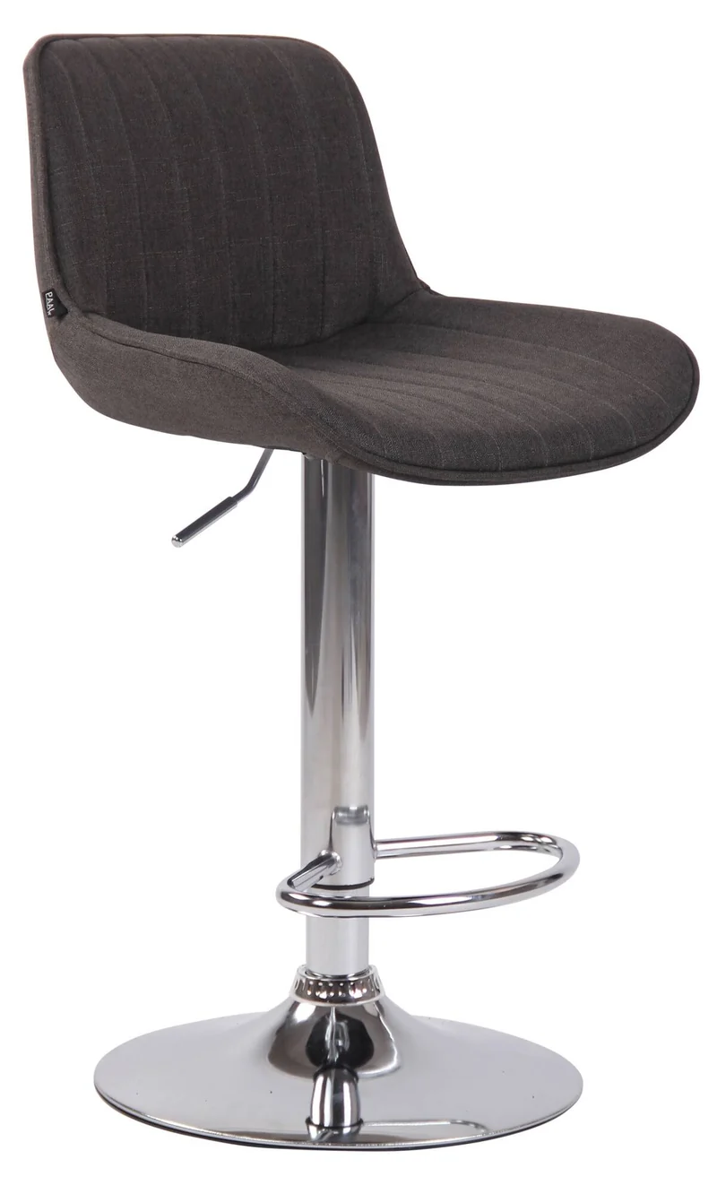 Lot de 2 tabourets de bar chaises hautes en tissu gris foncé coutures verticales support en métal chromé 10_0004284