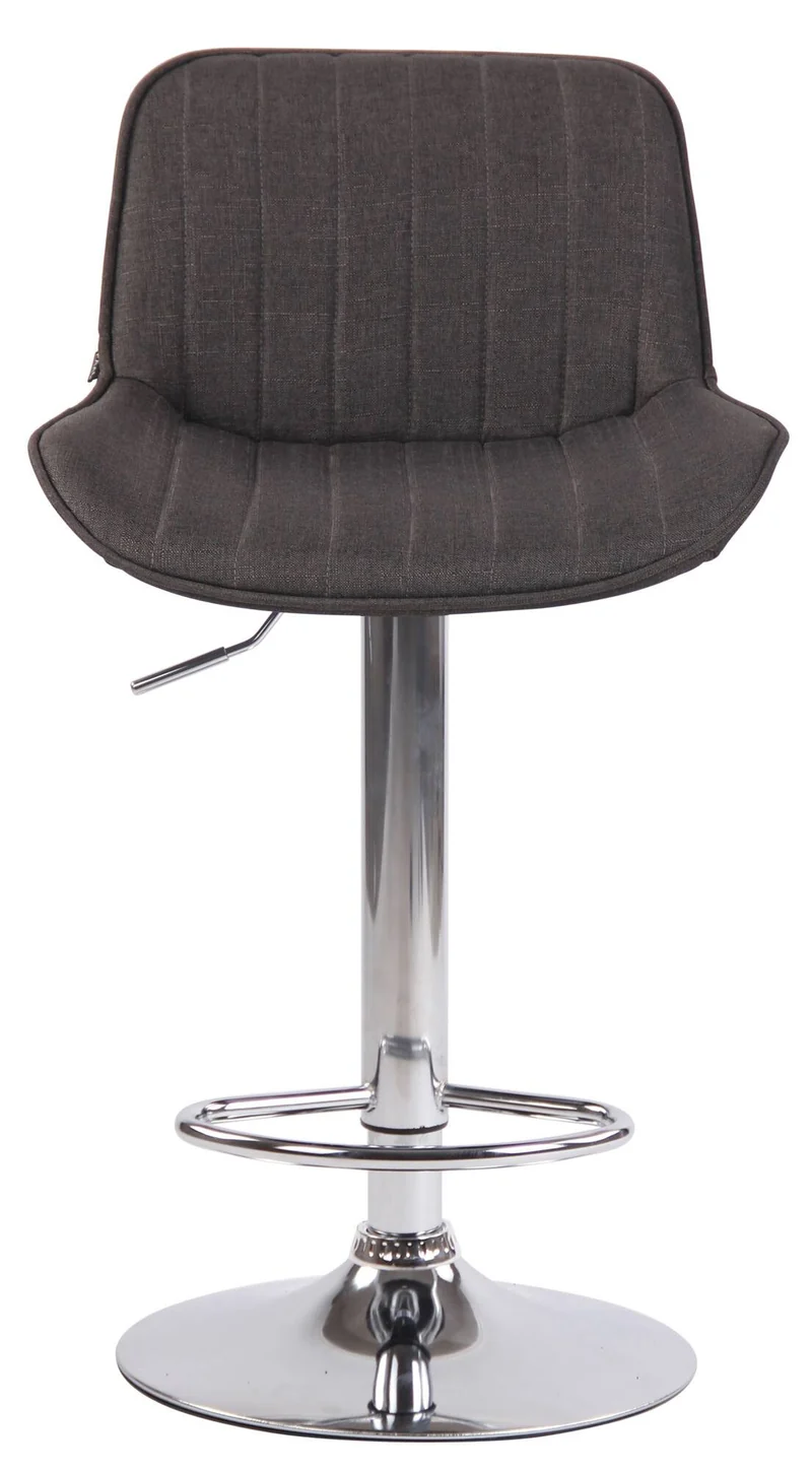 Lot de 2 tabourets de bar chaises hautes en tissu gris foncé coutures verticales support en métal chromé 10_0004284