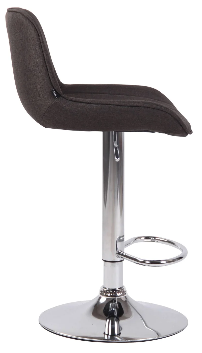 Lot de 2 tabourets de bar chaises hautes en tissu gris foncé coutures verticales support en métal chromé 10_0004284