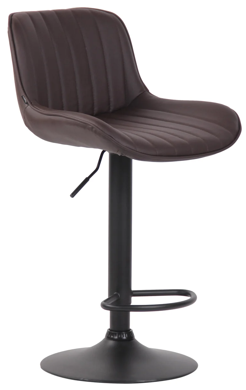 Lot de 2 tabourets de bar chaises hautes en PVC marron coutures verticales support en métal noir 10_0004278