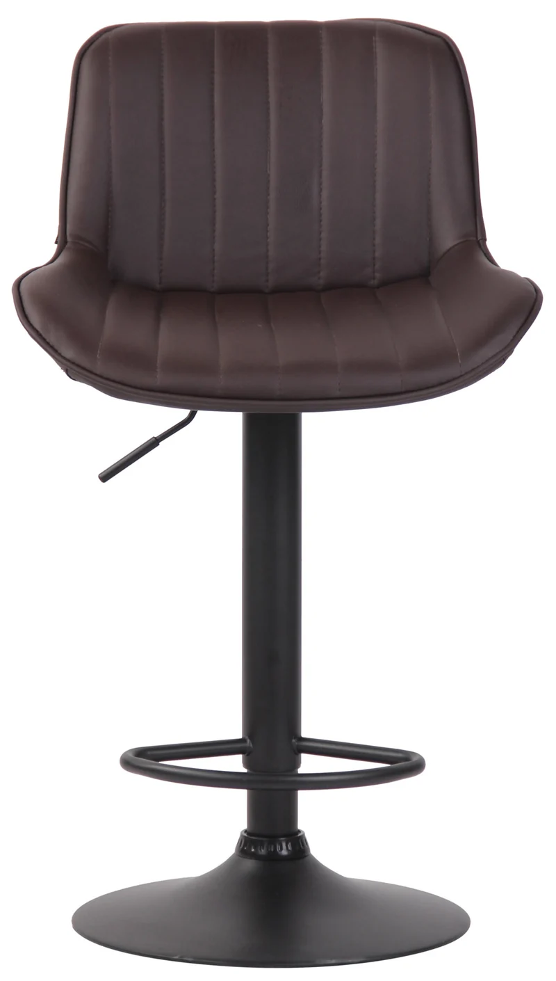 Lot de 2 tabourets de bar chaises hautes en PVC marron coutures verticales support en métal noir 10_0004278