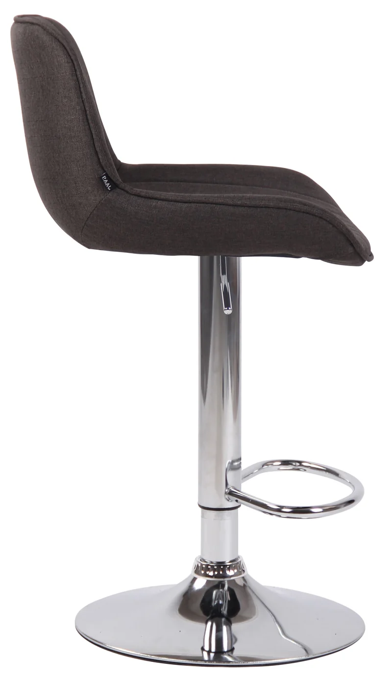 Tabouret de bar chaise haute x1 en tissu gris foncé coutures verticales support en métal chromé 10_0000563