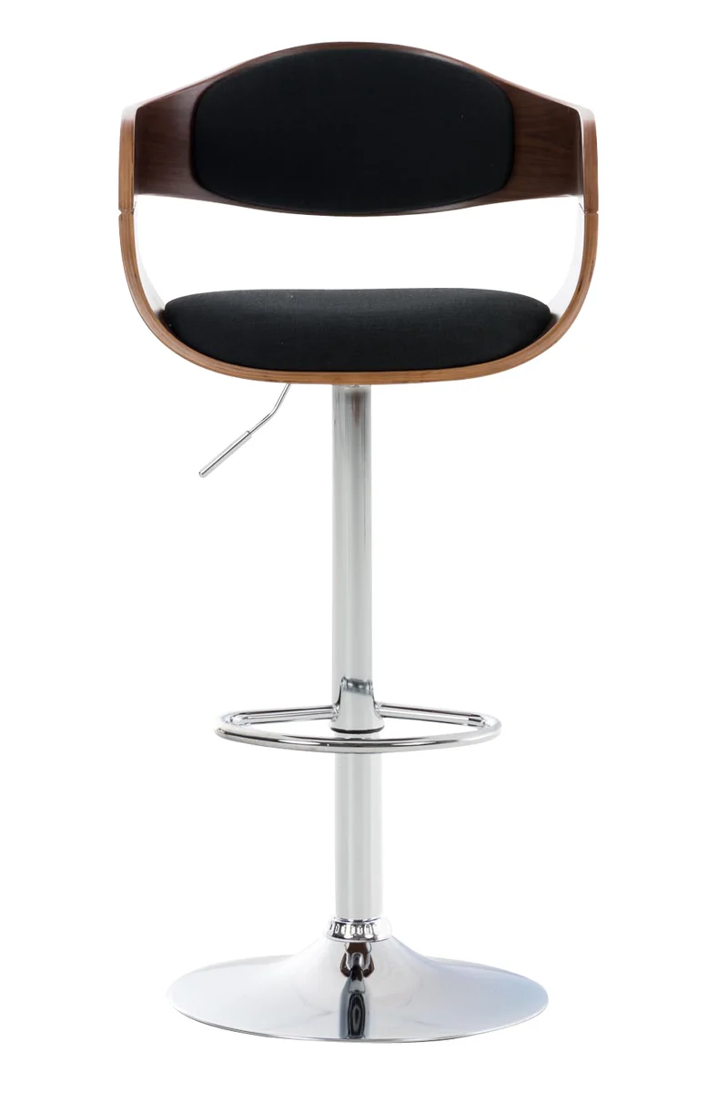 Lot de 2 tabourets de bar design scandinave en tissu noir et structure en bois couleur noyer 10_0004248