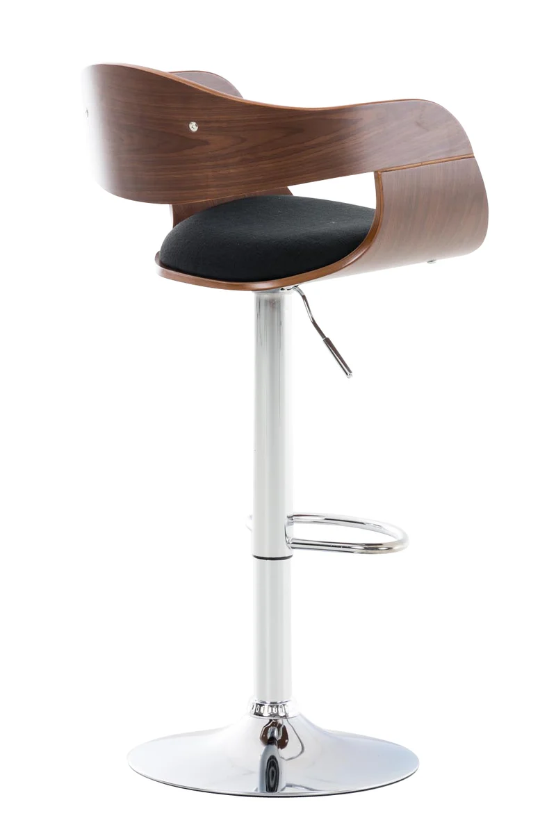 Lot de 2 tabourets de bar design scandinave en tissu noir et structure en bois couleur noyer 10_0004248