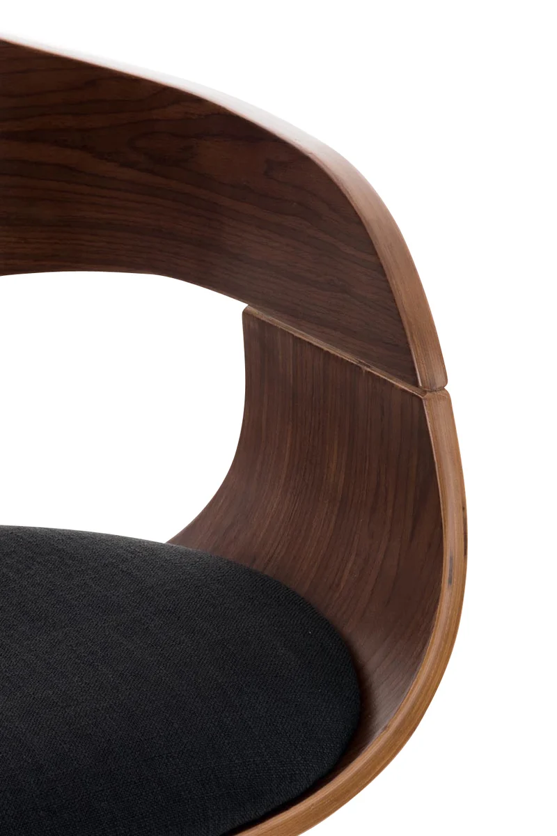 Lot de 2 tabourets de bar design scandinave en tissu noir et structure en bois couleur noyer 10_0004248