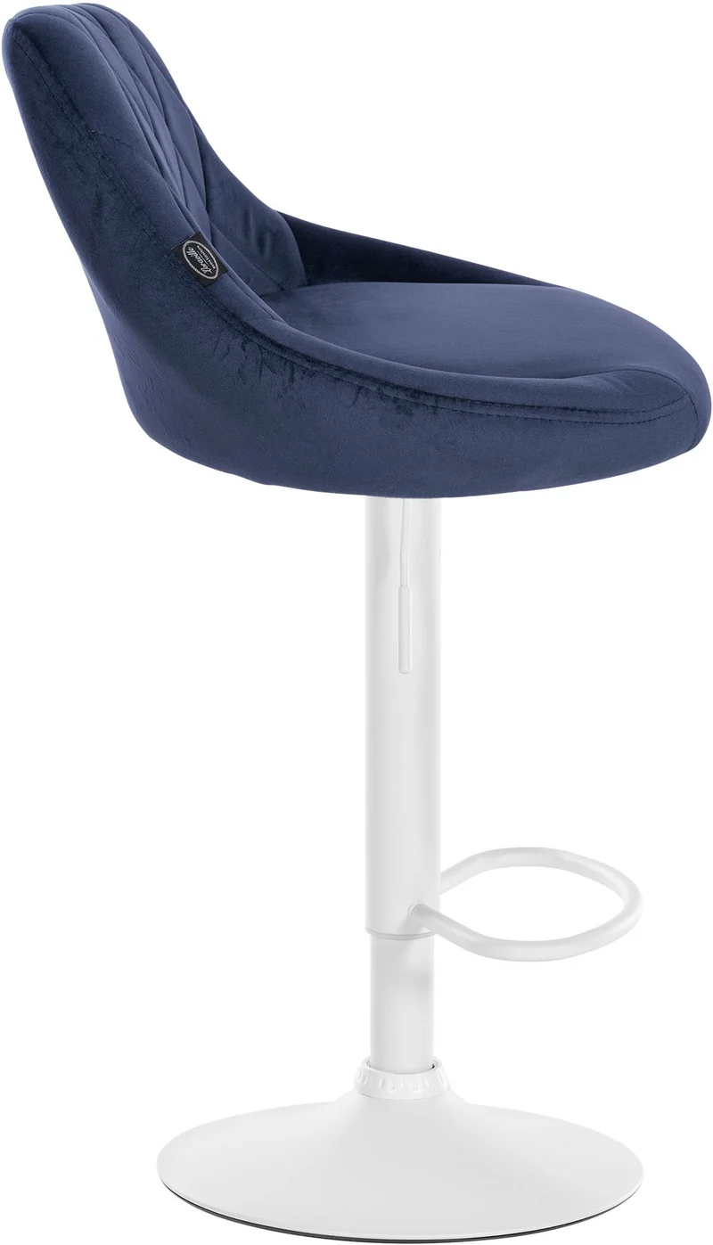 Lot de 2 tabourets de bar siège pivotant sur 360° en tissu bleu et métal blanc 10_0004270