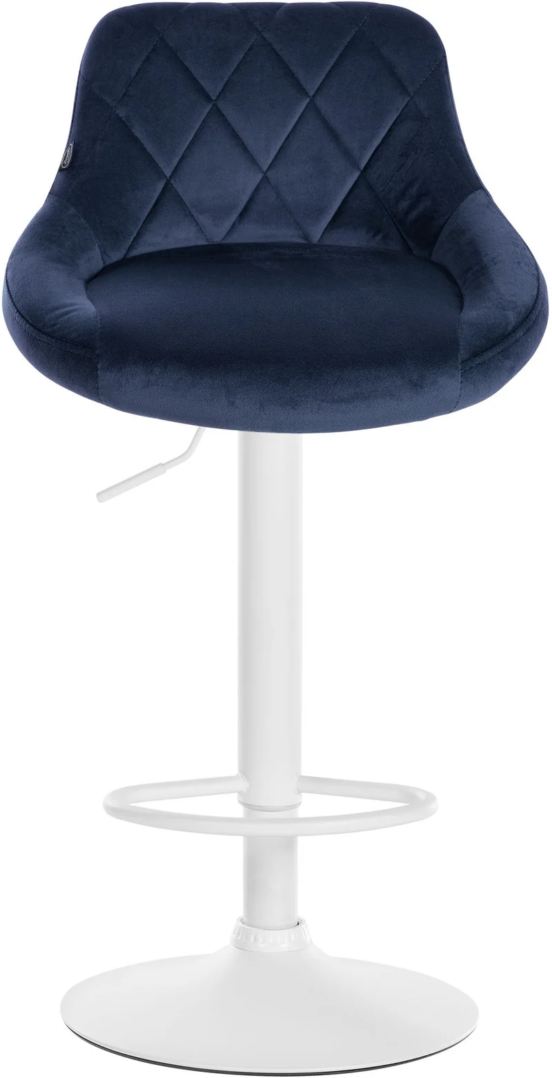 Lot de 2 tabourets de bar siège pivotant sur 360° en tissu bleu et métal blanc 10_0004270