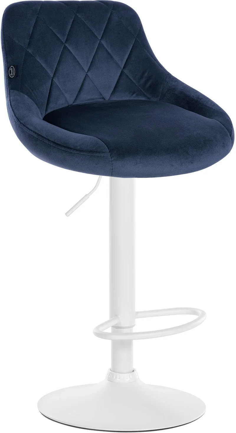 Lot de 2 tabourets de bar siège pivotant sur 360° en tissu bleu et métal blanc 10_0004270
