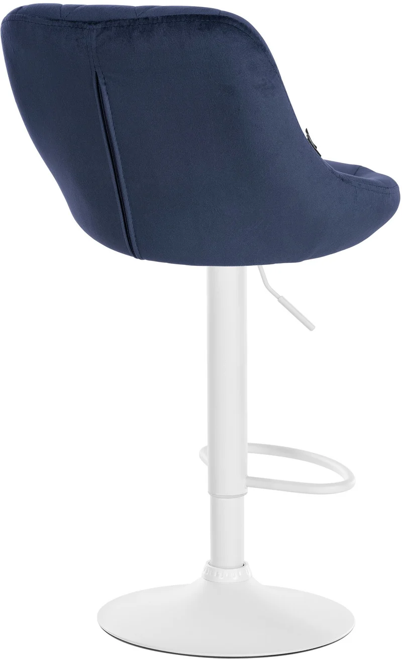 Lot de 2 tabourets de bar siège pivotant sur 360° en tissu bleu et métal blanc 10_0004270
