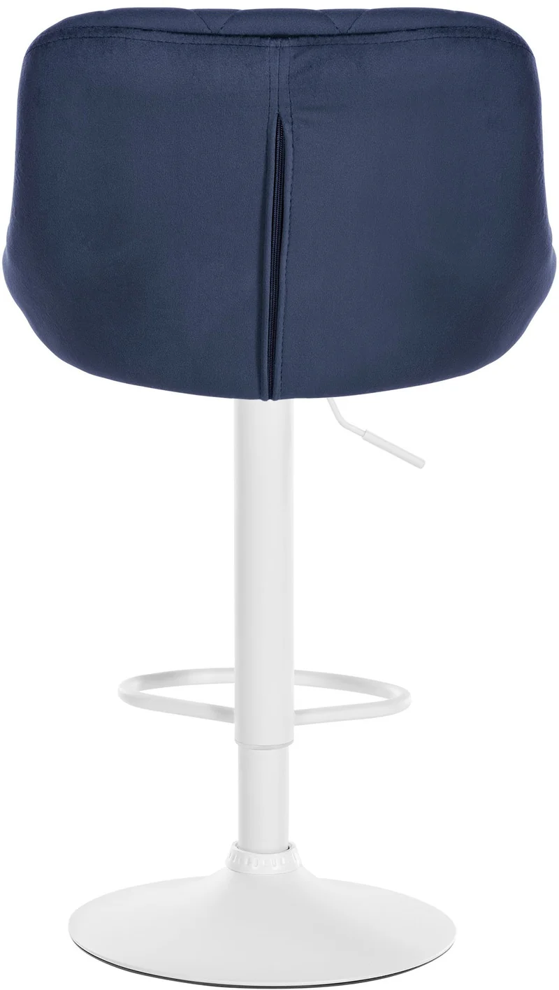 Lot de 2 tabourets de bar siège pivotant sur 360° en tissu bleu et métal blanc 10_0004270