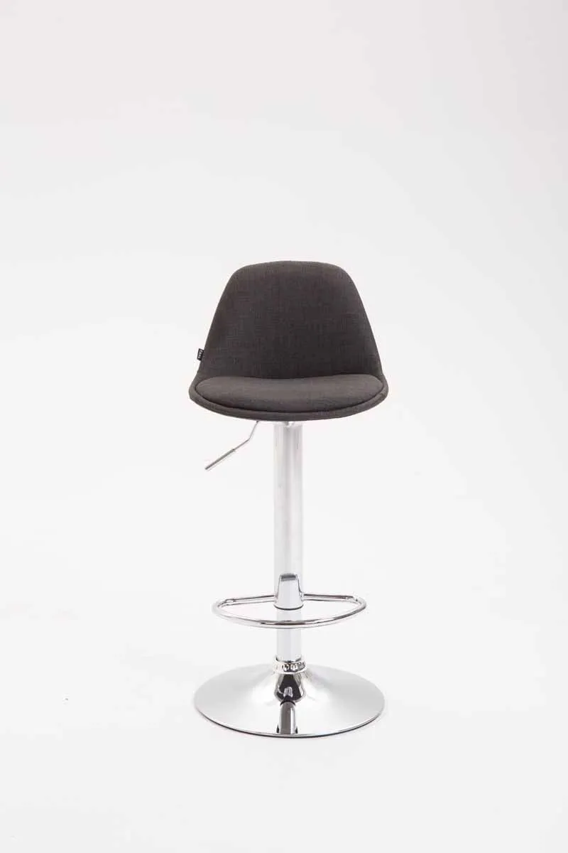 Lot de 2 tabourets de bar moderne et confortable assise en tissu gris foncé et pieds en métal chromé 10_0004243