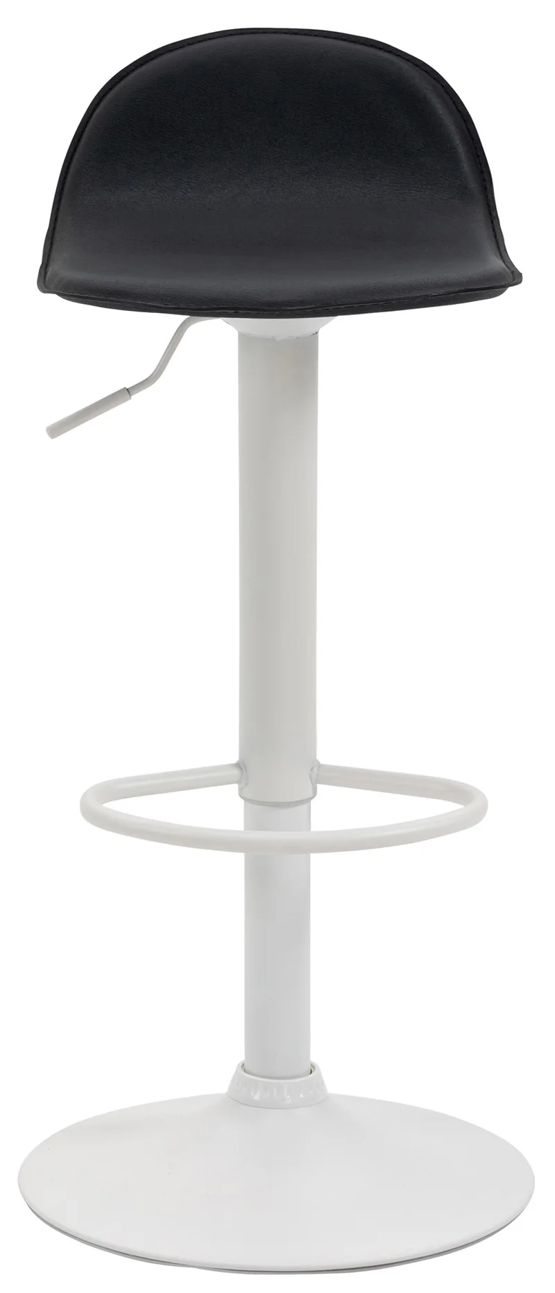 Lot de 2 tabourets de bar avec repose-pieds en PVC noir pied trompète en métal blanc 10_0004262
