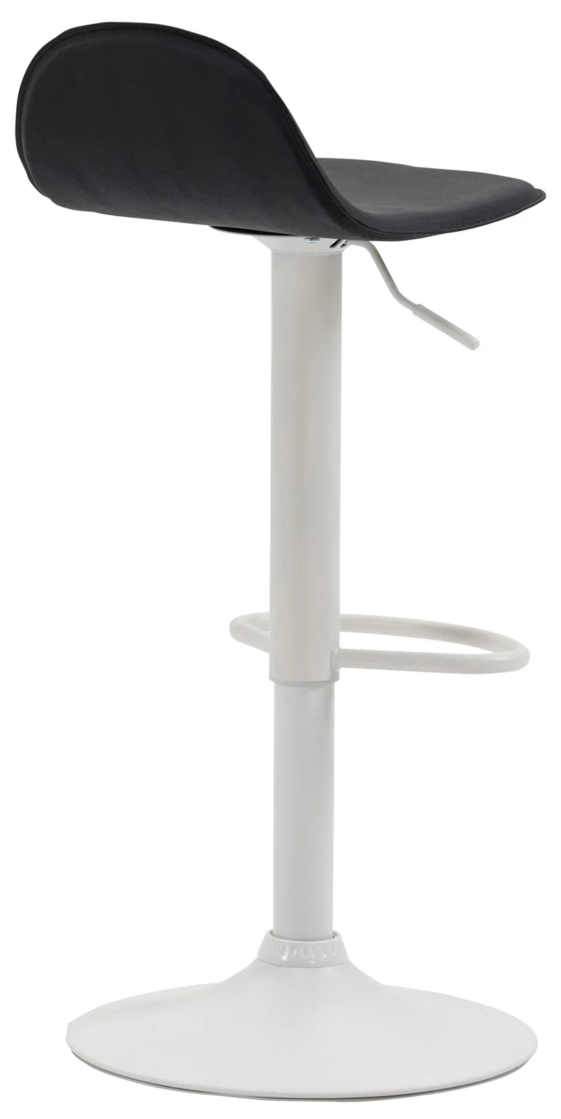 Lot de 2 tabourets de bar avec repose-pieds en PVC noir pied trompète en métal blanc 10_0004262