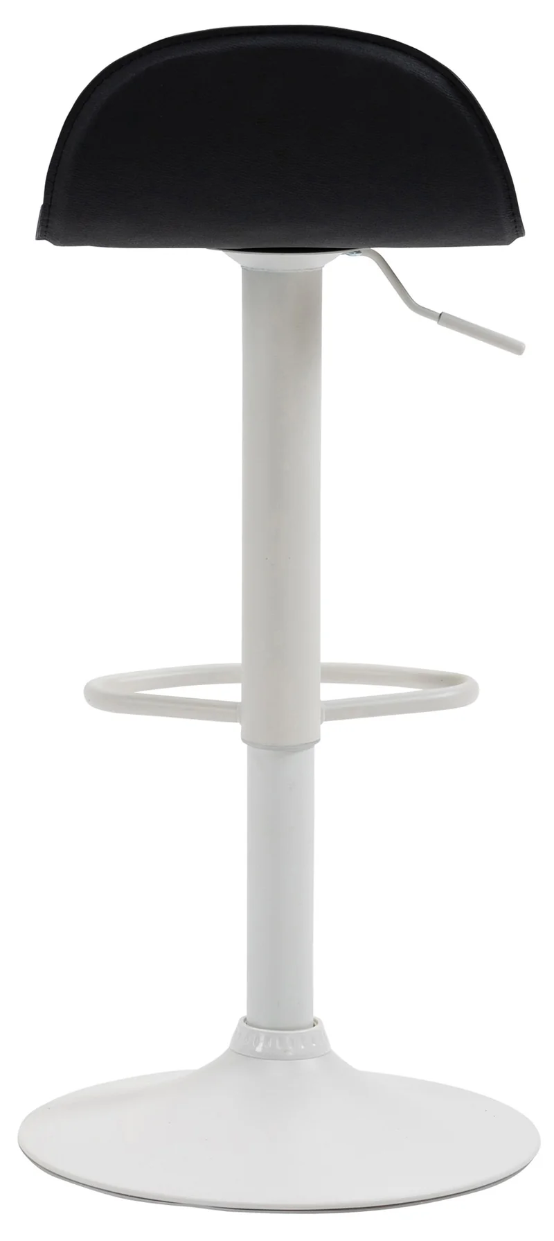 Lot de 2 tabourets de bar avec repose-pieds en PVC noir pied trompète en métal blanc 10_0004262