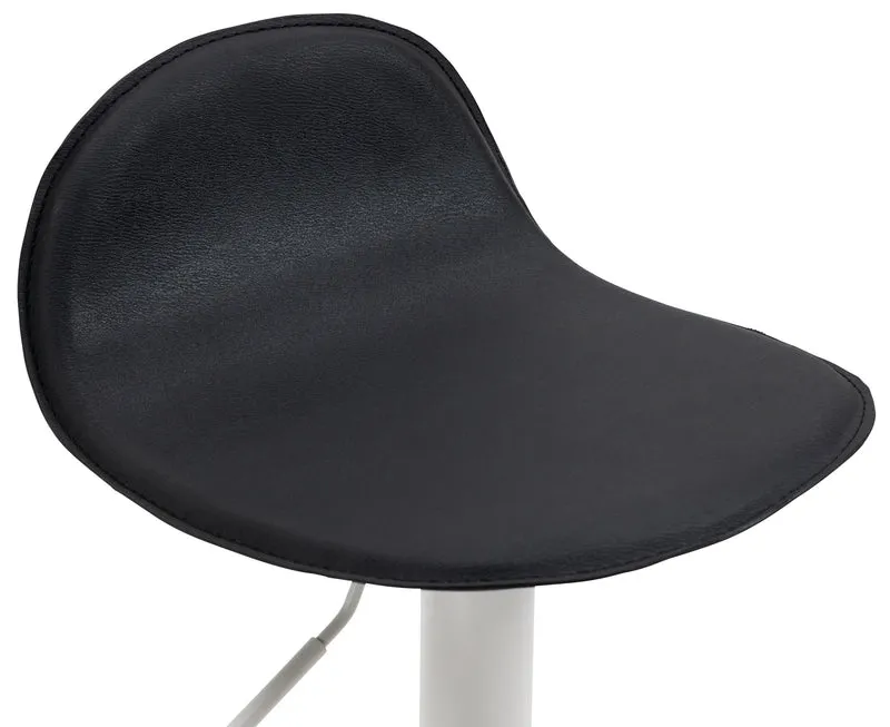 Lot de 2 tabourets de bar avec repose-pieds en PVC noir pied trompète en métal blanc 10_0004262