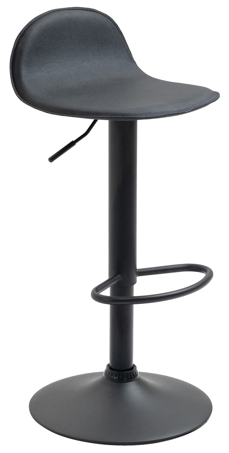 Lot de 2 tabourets de bar avec repose-pieds en PVC noir pied trompète en métal noir 10_0004261