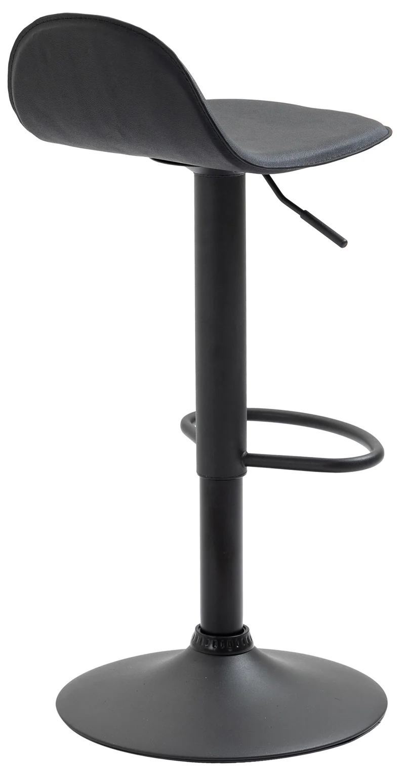 Lot de 2 tabourets de bar avec repose-pieds en PVC noir pied trompète en métal noir 10_0004261