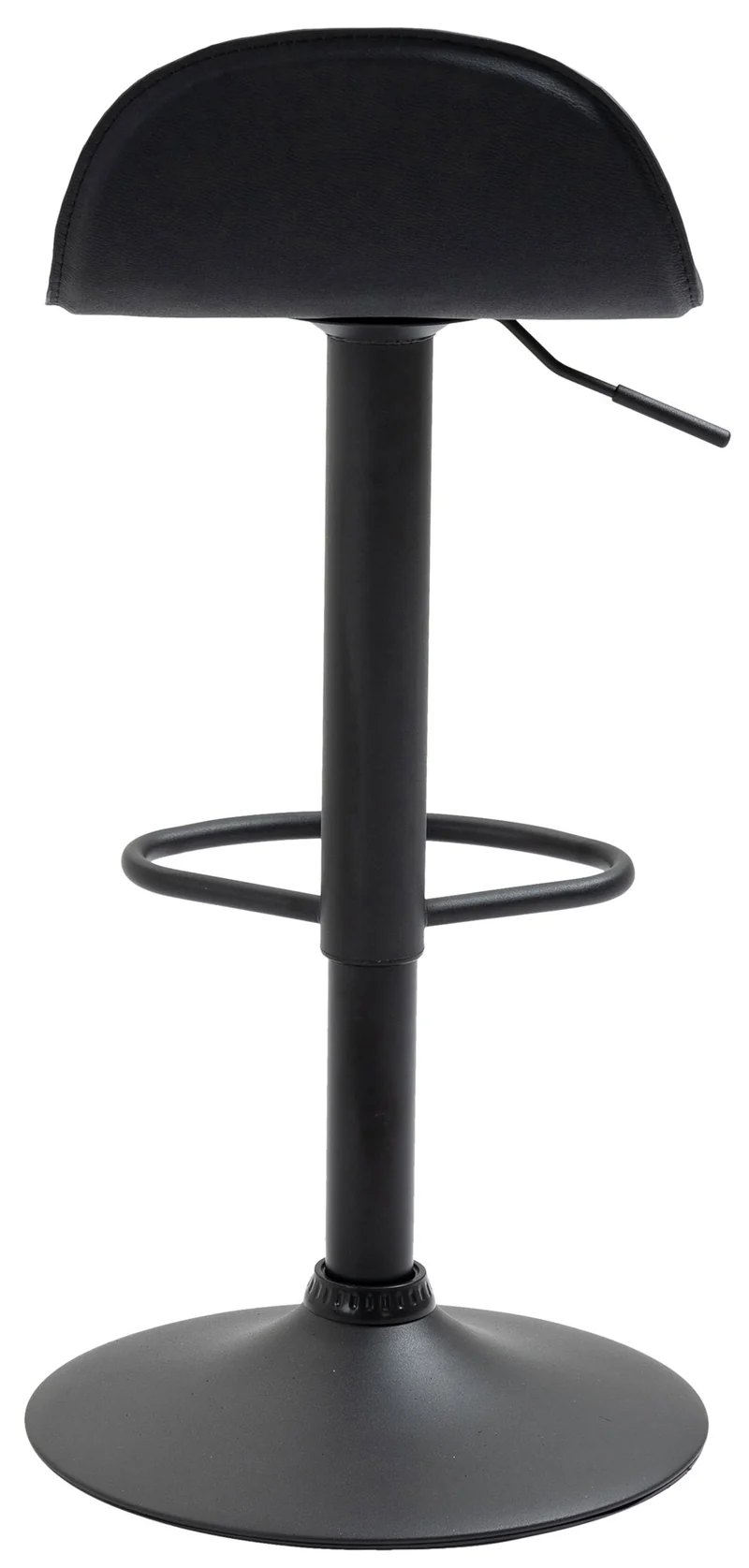 Lot de 2 tabourets de bar avec repose-pieds en PVC noir pied trompète en métal noir 10_0004261