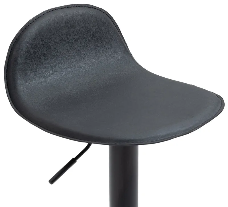 Lot de 2 tabourets de bar avec repose-pieds en PVC noir pied trompète en métal noir 10_0004261