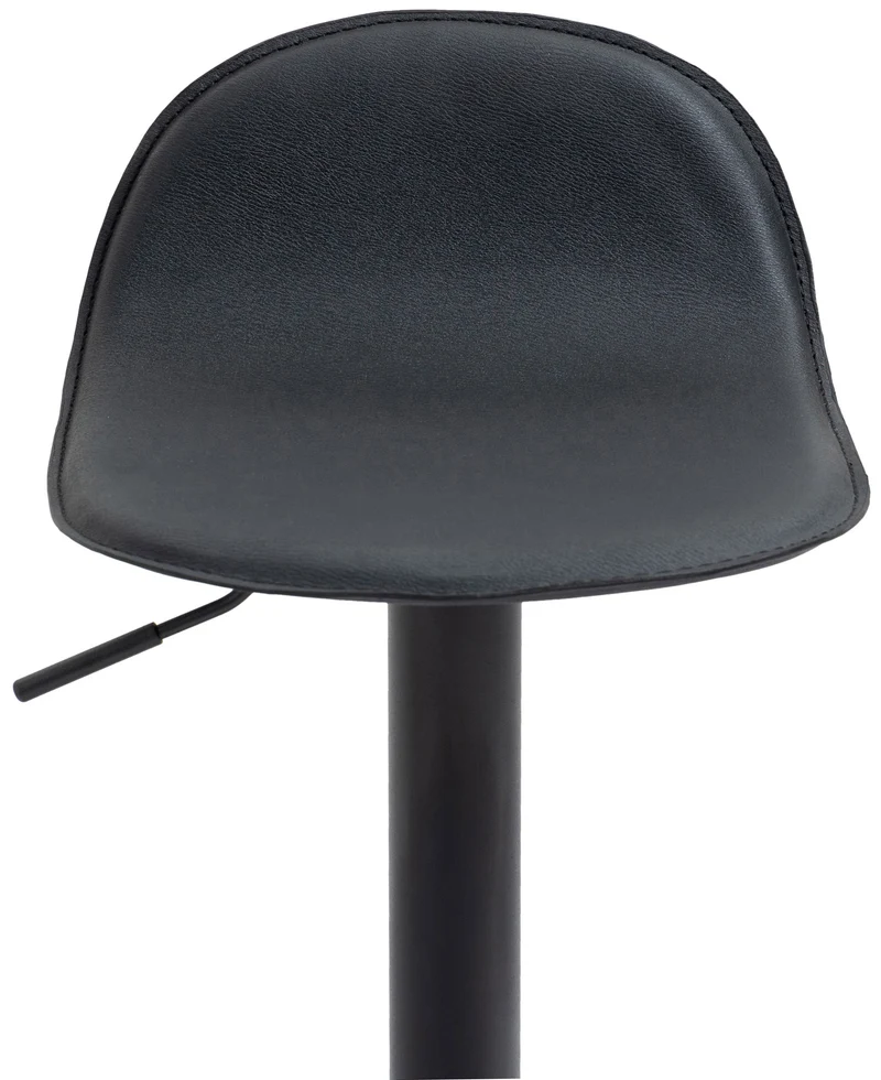 Lot de 2 tabourets de bar avec repose-pieds en PVC noir pied trompète en métal noir 10_0004261