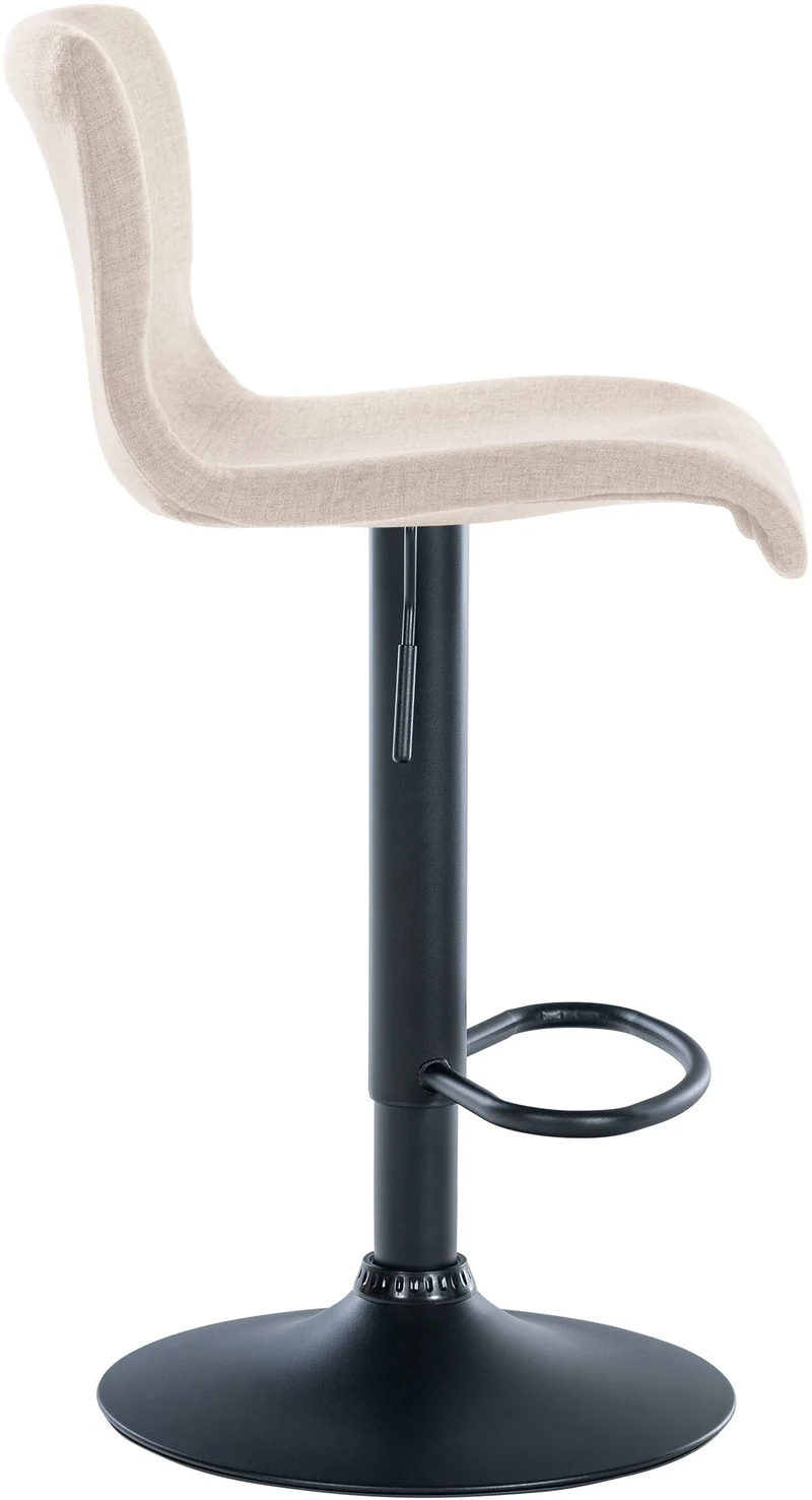 Tabouret de bar x1 design simple avec repose-pieds en tissu crème pieds en métal noir 10_0004556