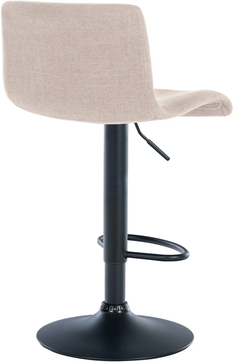 Tabouret de bar x1 design simple avec repose-pieds en tissu crème pieds en métal noir 10_0004556