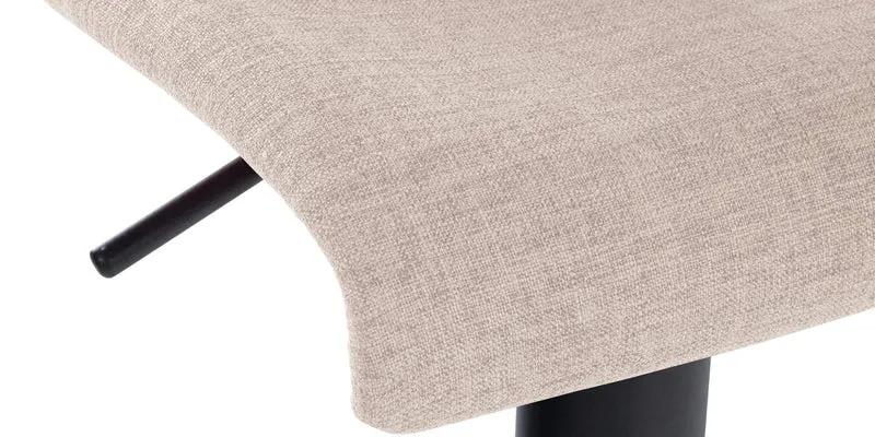 Tabouret de bar x1 design simple avec repose-pieds en tissu crème pieds en métal noir 10_0004556