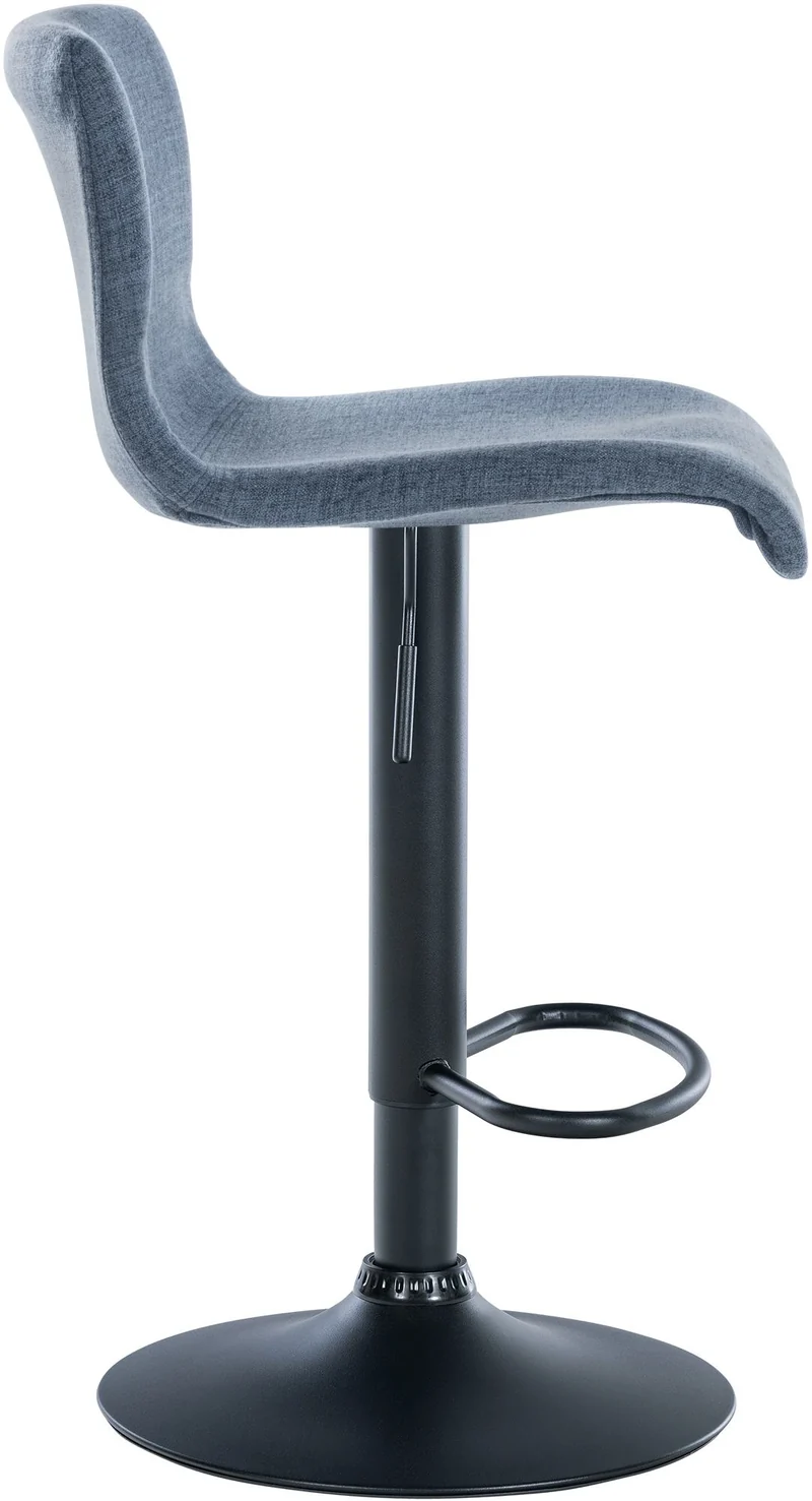 Tabouret de bar x1 design simple avec repose-pieds en tissu bleu pieds en métal noir 10_0004555