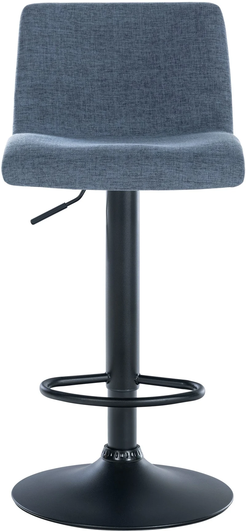 Tabouret de bar x1 design simple avec repose-pieds en tissu bleu pieds en métal noir 10_0004555