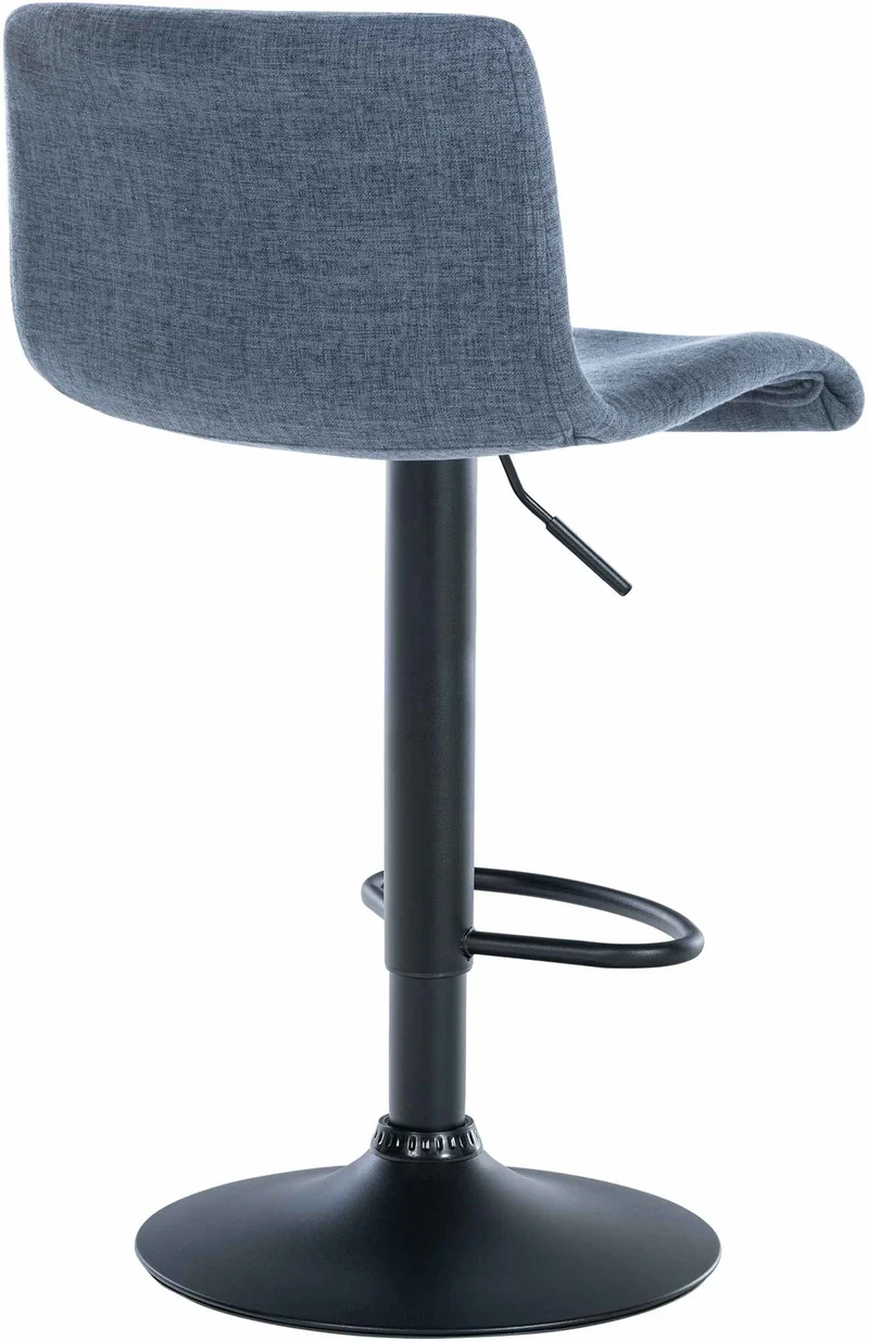 Tabouret de bar x1 design simple avec repose-pieds en tissu bleu pieds en métal noir 10_0004555