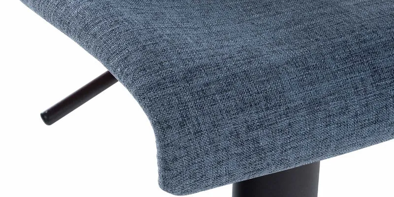 Tabouret de bar x1 design simple avec repose-pieds en tissu bleu pieds en métal noir 10_0004555