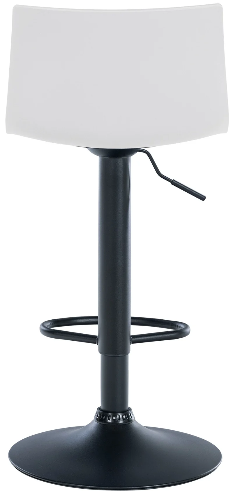 Tabouret de bar x1 design simple avec repose-pieds en plastique blanc pieds en métal noir 10_0004553