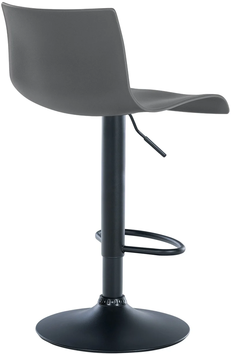 Tabouret de bar x1 design simple avec repose-pieds en plastique gris pieds en métal noir 10_0004550